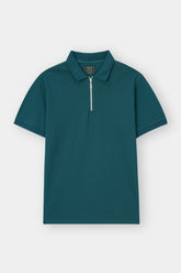 C-GREEN PIQUE ZIP POLO SHIRT